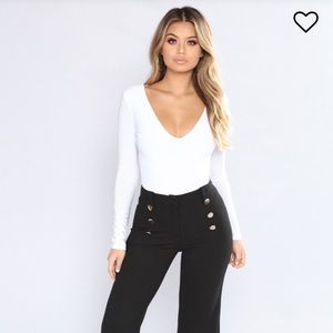 Fashion Nova Louise V Neck Bodysuit